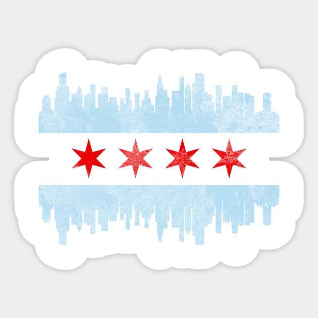 Distressed Chicago Skyline Flag Sticker by heartlocked